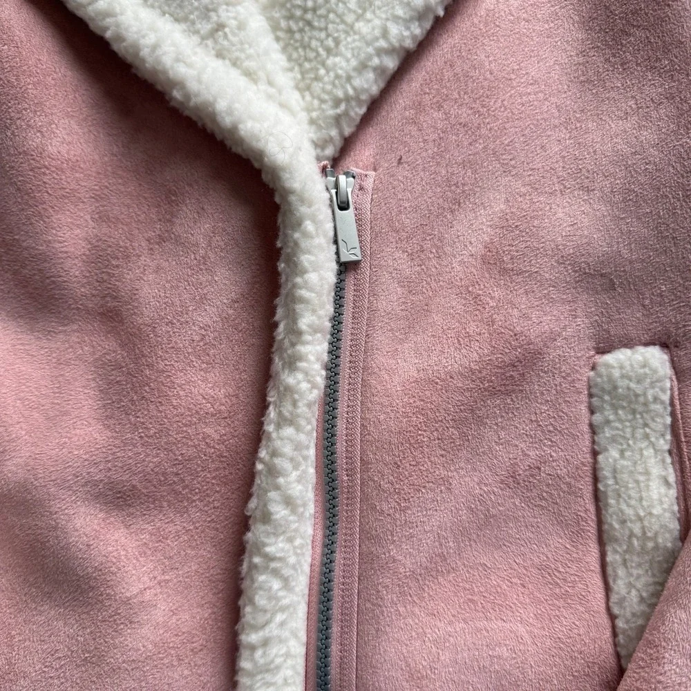 Koolaburra by UGG Girls Pink Faux Suede Shearling Moto Jacket Size 14-16 XL